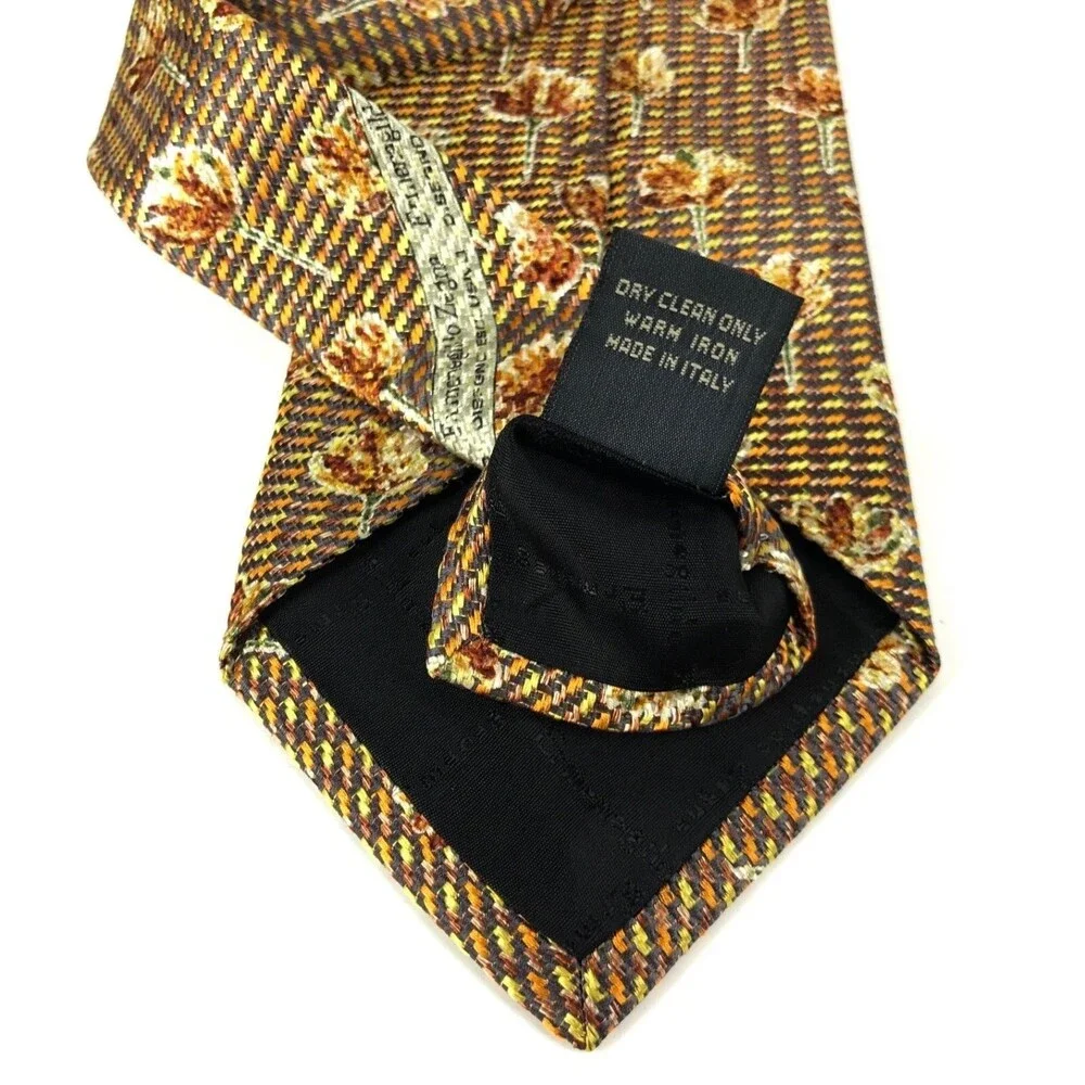 ERMENEGILDO ZEGNA Tie Brown Mix Floral Elegant Necktie Silk Made Italy 3.75x57